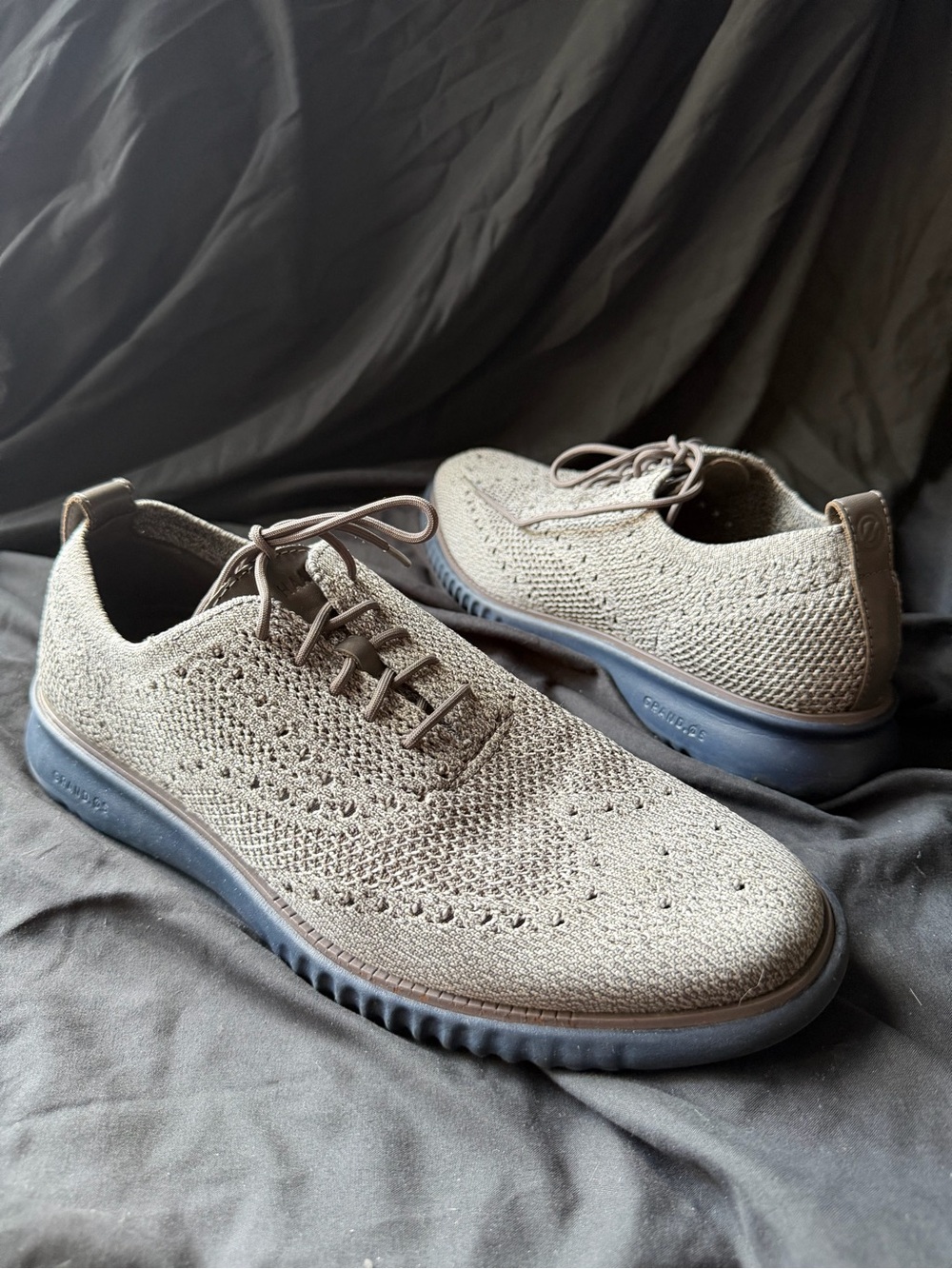 Cole Haan Knit Lace-Up Derby Shoes in Taupe